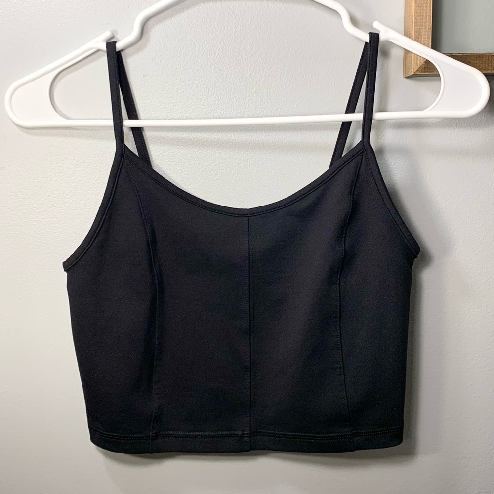 Aerie Black fitted crop tank top